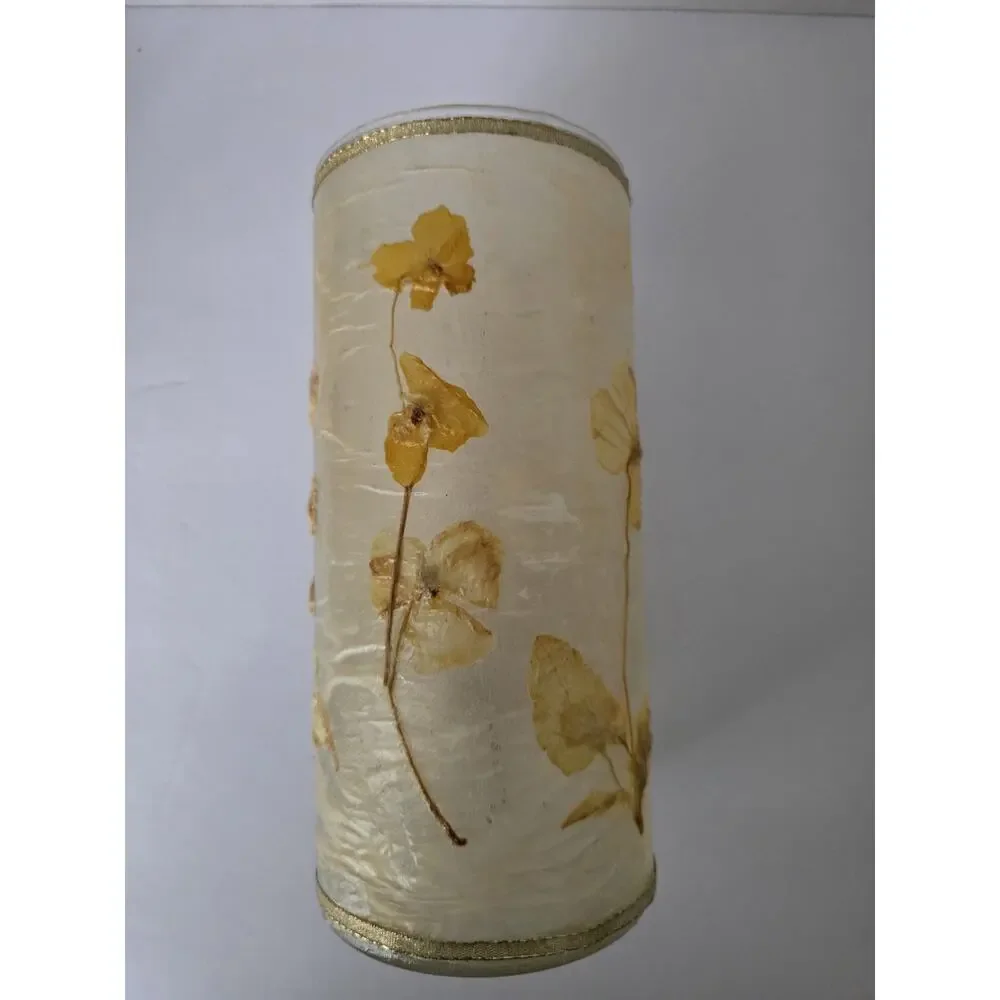 Vintage Terrain-Style Pressed Floral Stems Glass Candle Holder/Hurricane Vasea